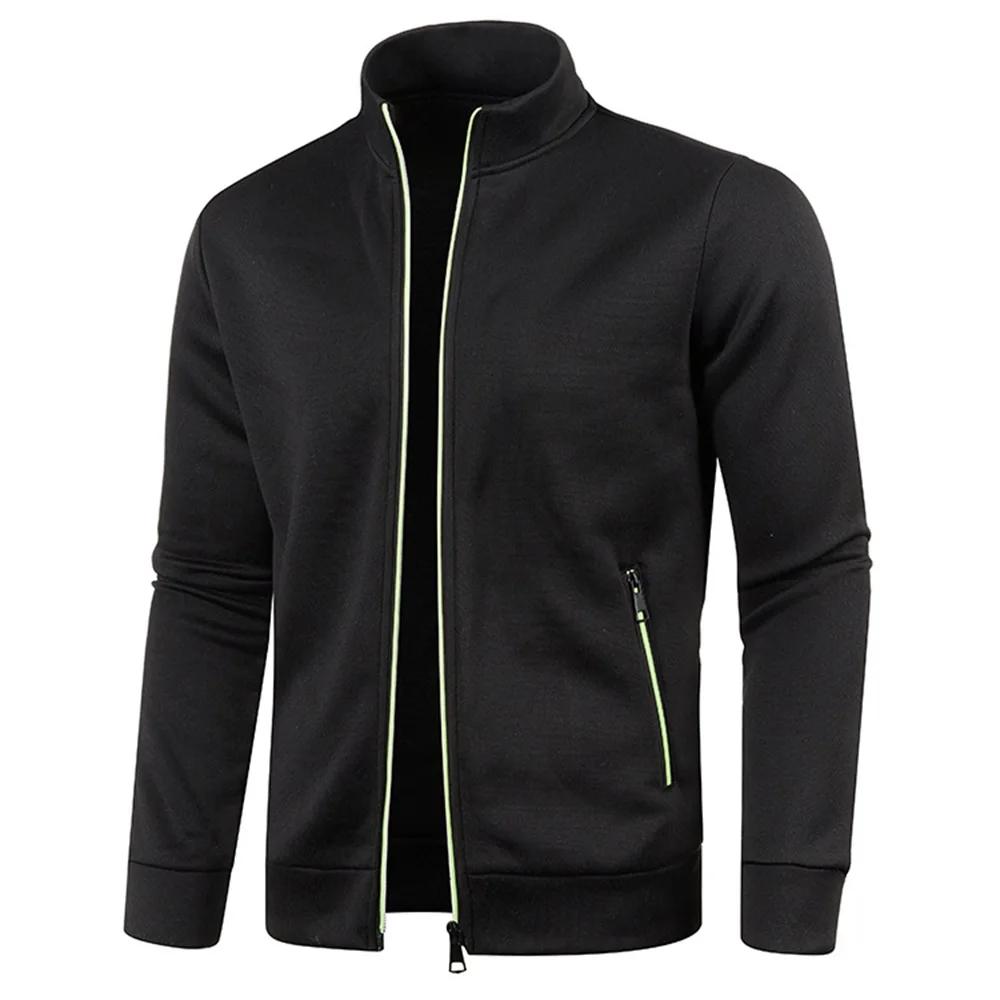Vestes à glissière pour hommes col montant sweat-shirt extérieur Streetwear manteau décontracté manc