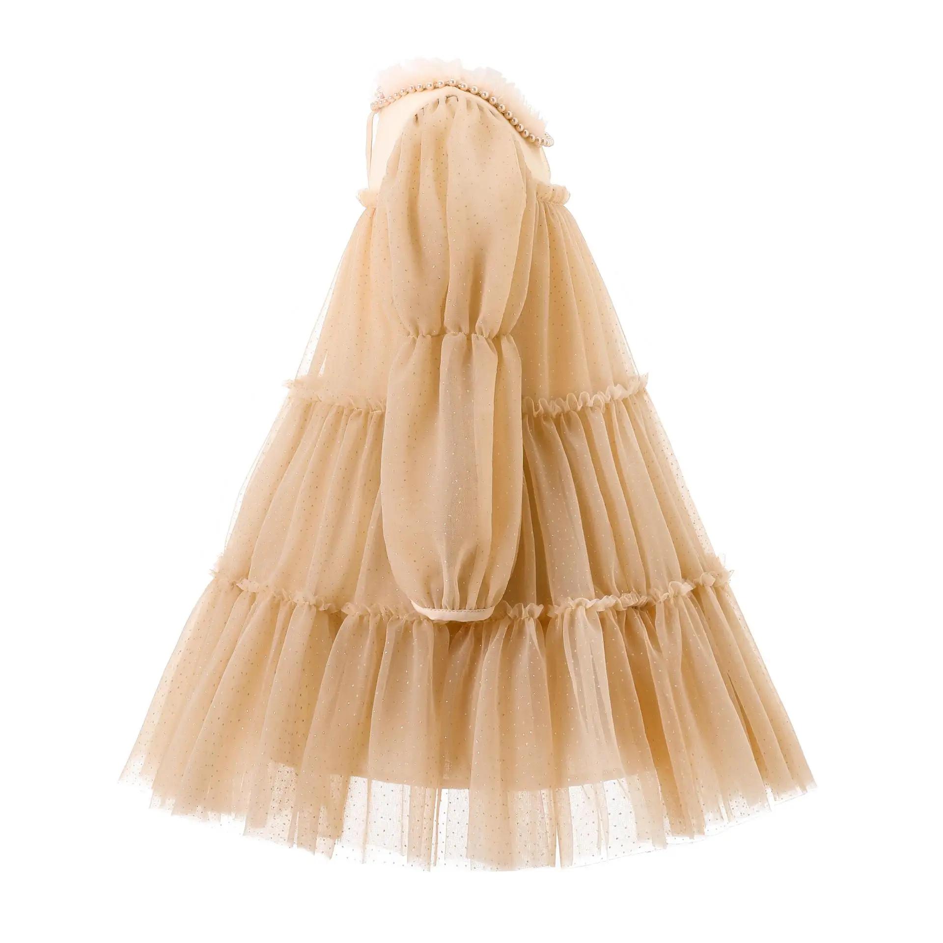 Robe de princesse pour filles de 3 4 5 6 7 ans, col rond, manches longues, robe de soirée pour bébé 