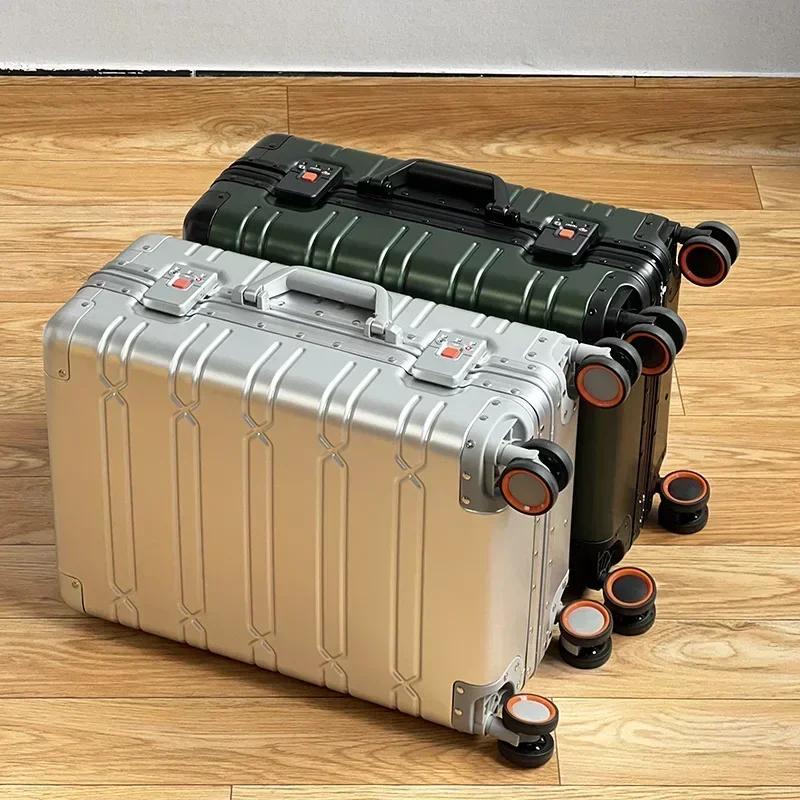 Valise de voyage de luxe en alliage aluminium-magnésium de 20 pouces, valise à roulettes, bagage, ba