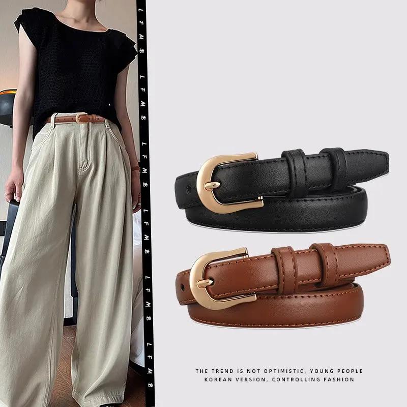 Ceinture d'été marron avec pantalon occidental assorti, Simple et polyvalente, nouvelle décoration à