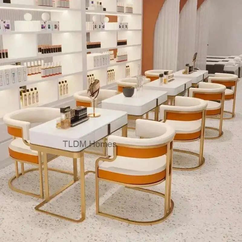 Chaises de salle à manger dorées de luxe, fauteuil à dossier en fer forgé, meubles de cuisine modern