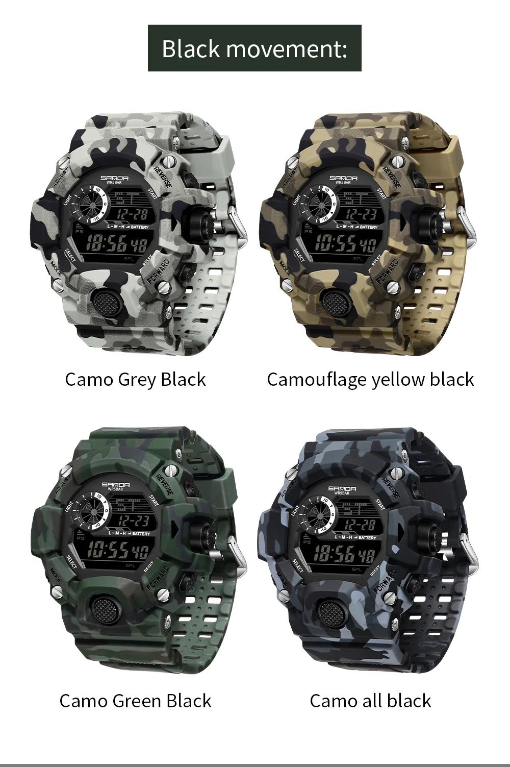 Mode SANDA 2183 hommes Camouflage militaire multi fonctionnel étanche jour veilleuse calendrier homm