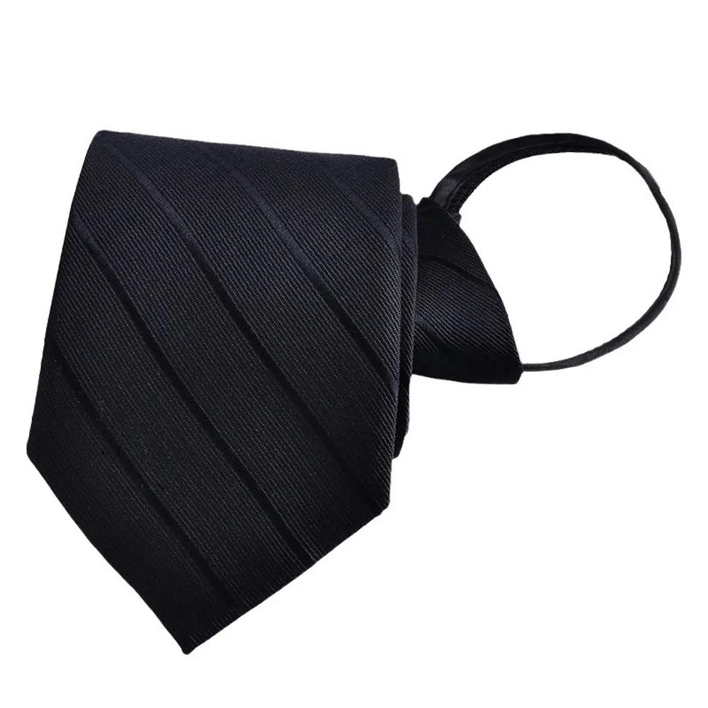 Élégant 8CM paresseux cravates bleu noir rouge rayé hommes chemise robe d'affaires fermeture éclair 