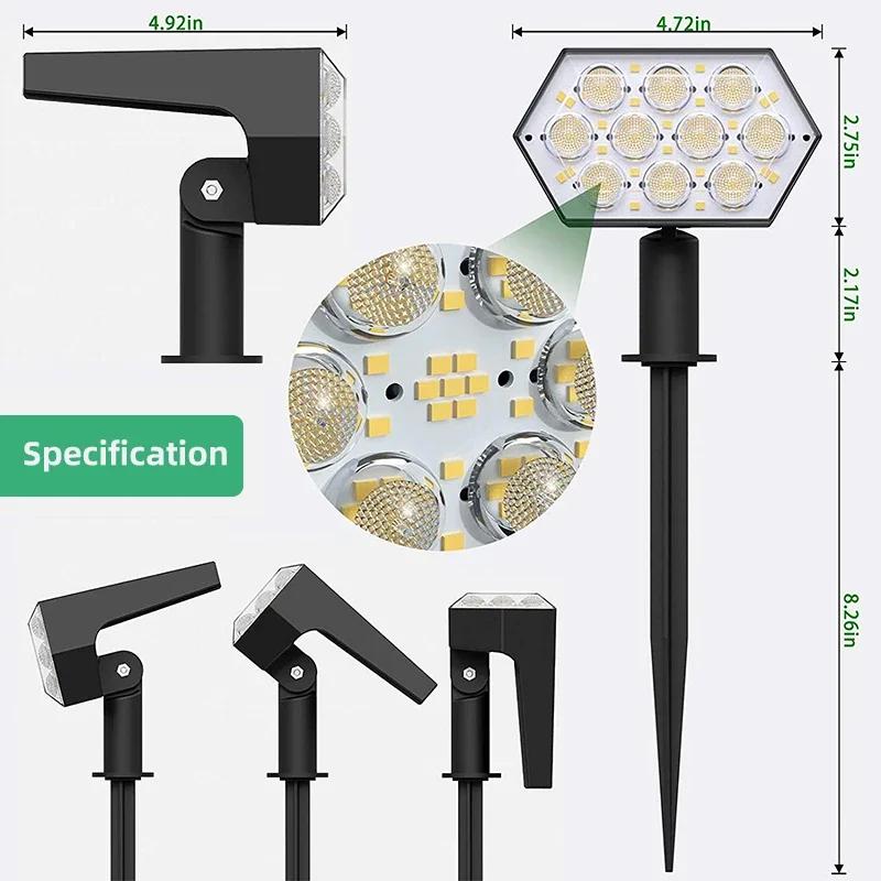 Spot Lumineux Solaire à 92 LED, Imperméable IP67, 2 en 1, Éclairage d'Extérieur, Idéal pour un Jardi