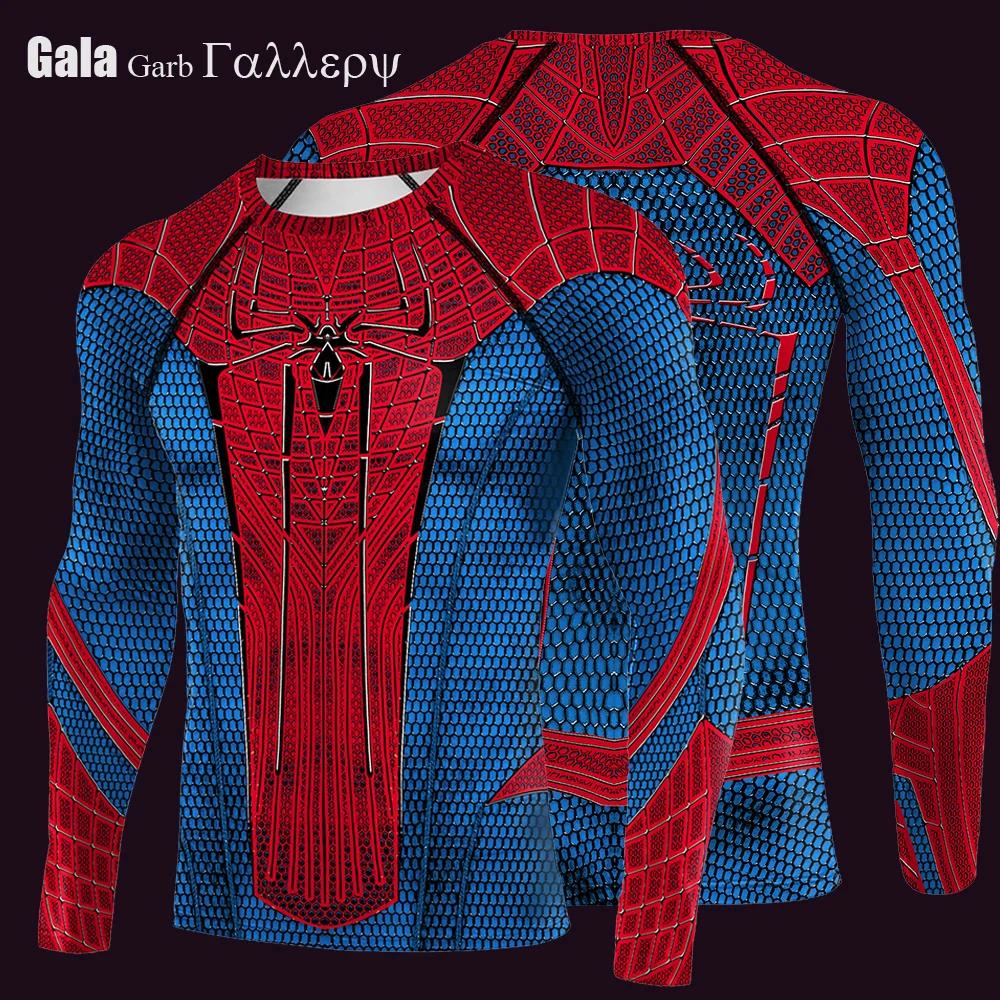 Costume Spider imprimé chemises de Compression pour hommes super-héros Cosplay Gym Fitness vêtements