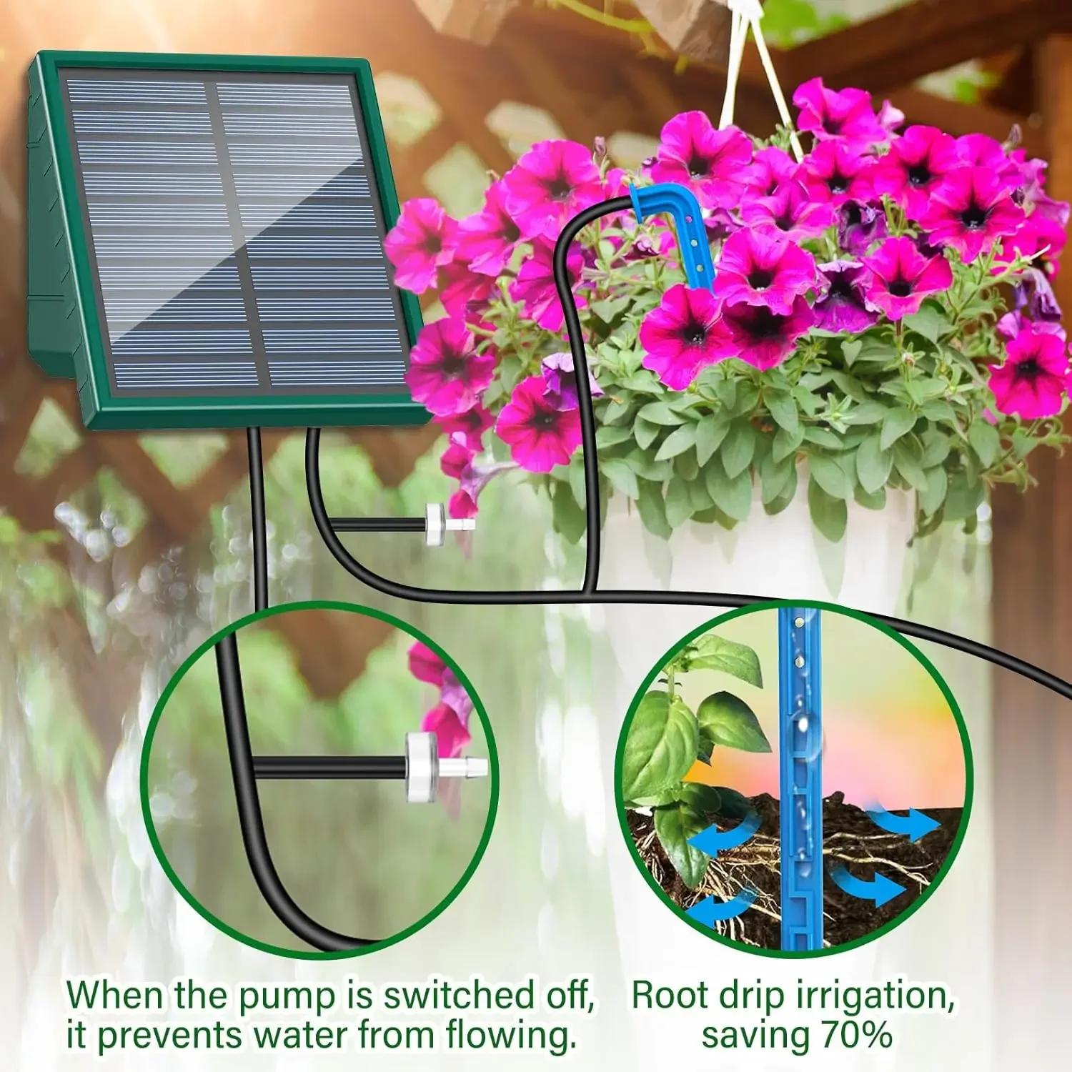 Système d'irrigation goutte-à-goutte solaire automatique, pour jardin, balcon, bricolage, tuyau d'ar
