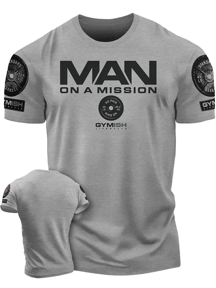 T-shirt col rond pour hommes, confortable et respirant, avec lettres imprimées, pour entraînement mu