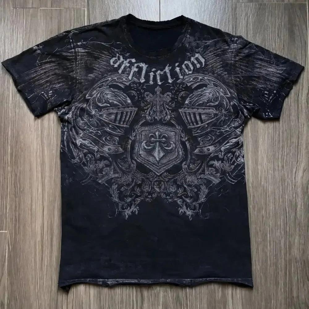 T-shirt col rond pour hommes européens et américains, imprimé tête de mort, confortable et respirant