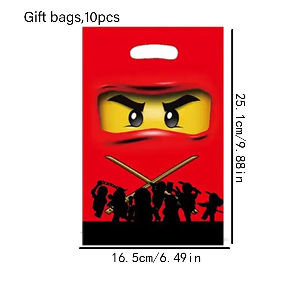 Décorations de fête d'anniversaire sur le thème de Ninjago, ballons Ninja, vaisselle, assiettes en p