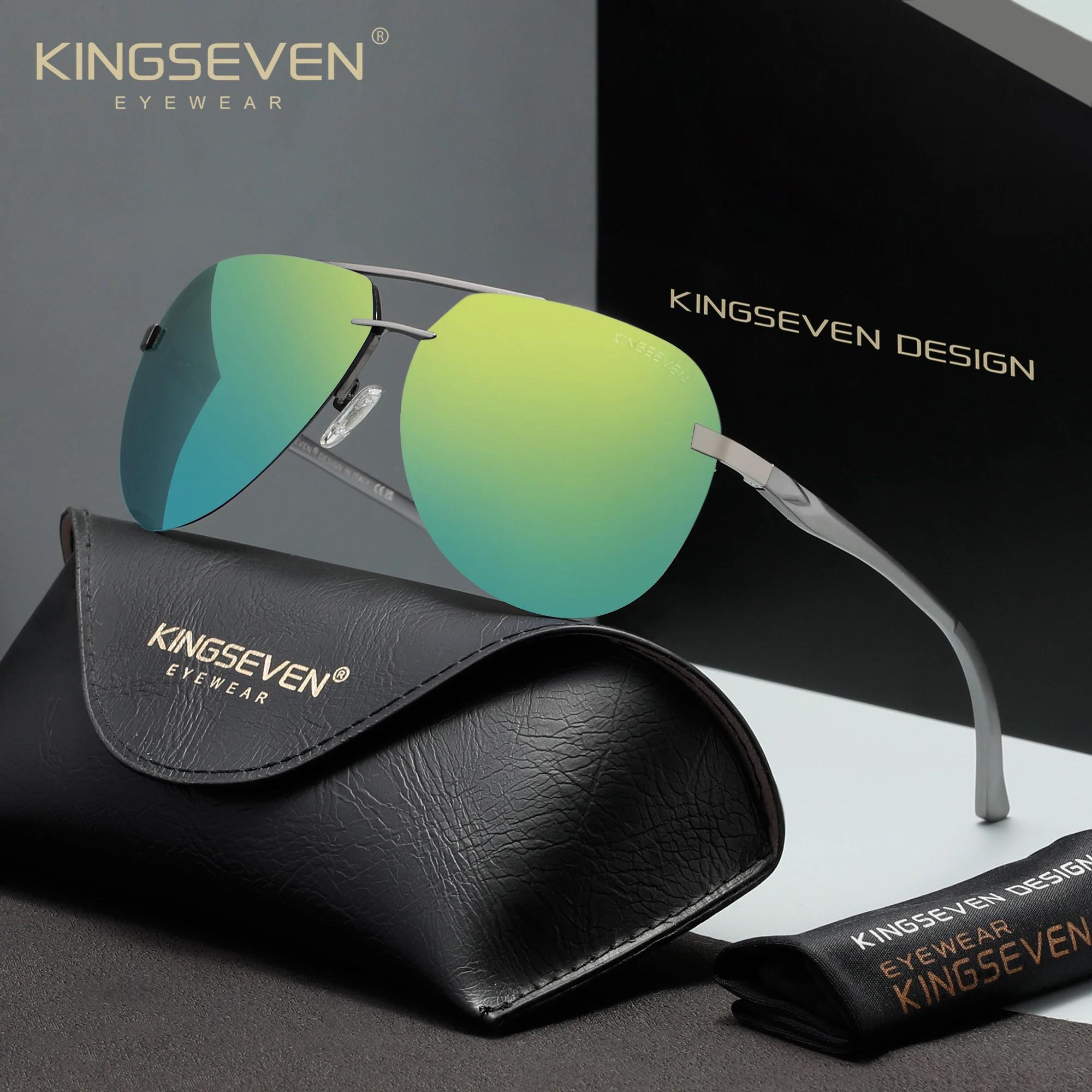 KINGSEVEN – lunettes de soleil polarisées sans monture en aluminium et magnésium, pour hommes/femmes