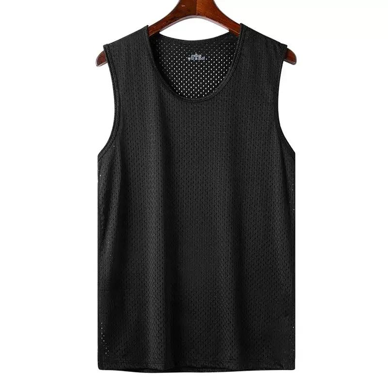 Débardeur Homme en Soie Glacée et Maille, Léger, Sportif, pour l'Été, T-shirt sans Manches, Décontra