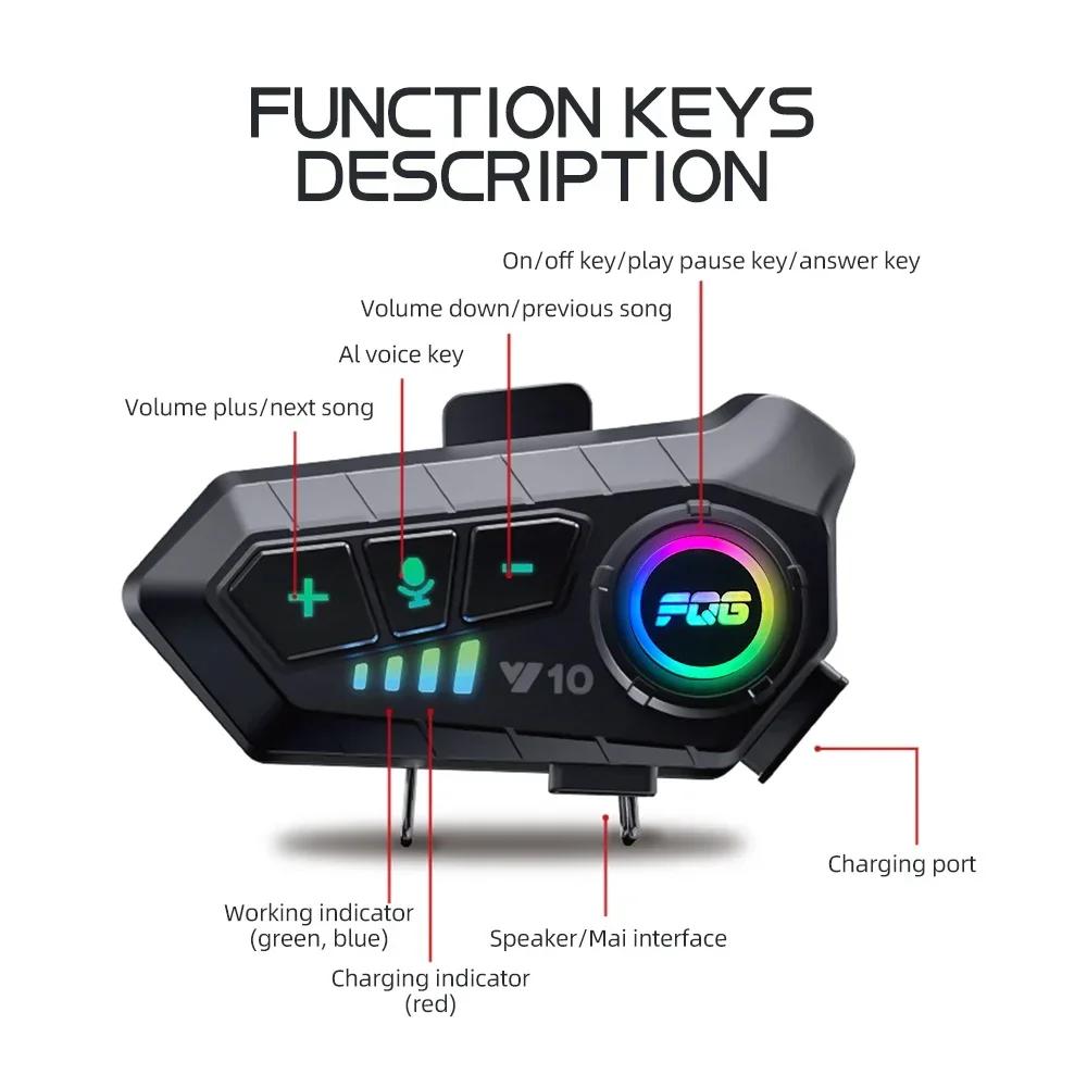 Y10 Bluetooth 5.3 casque casque sans fil mains libres appel téléphone Kit Moto étanche écouteur lect