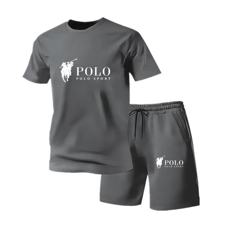 Costume de sport décontracté pour hommes, haut à col rond en maille et pantalon de jogging, costume 