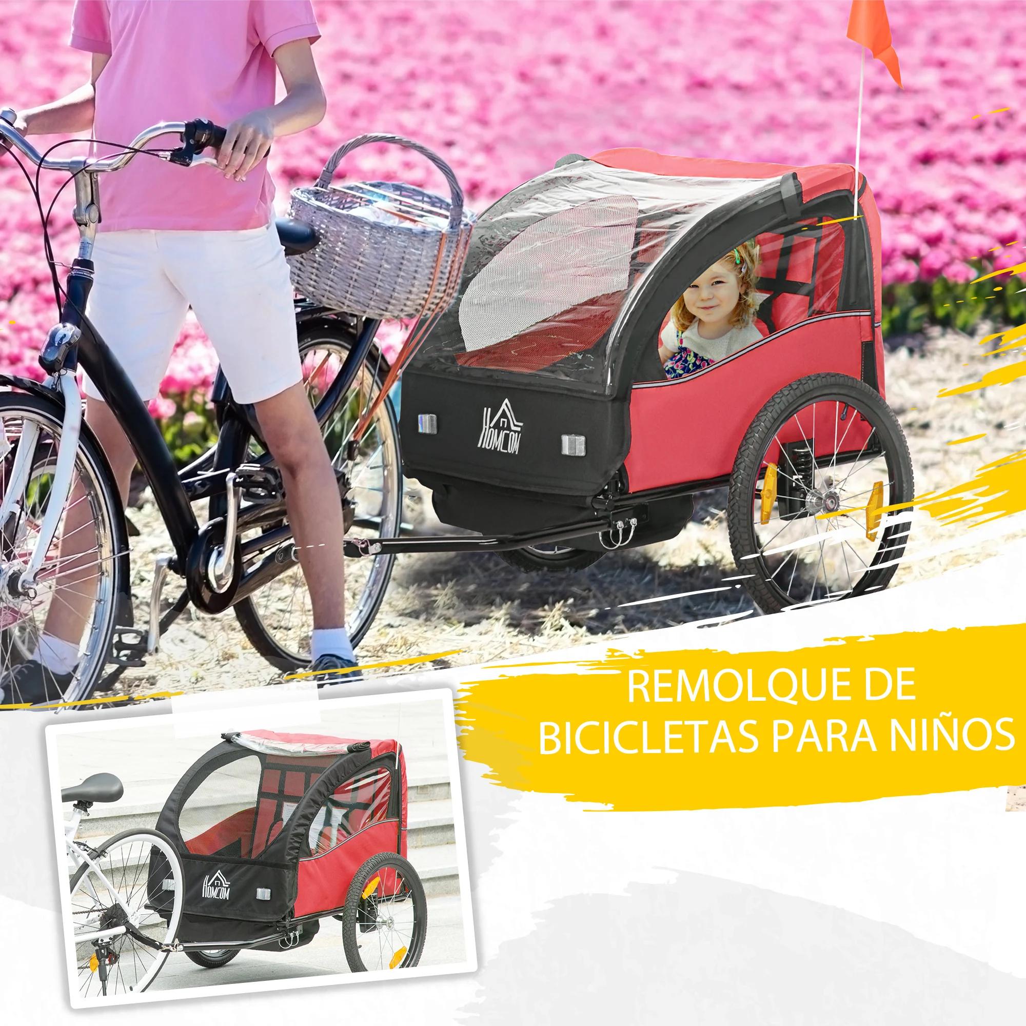 Remorque de vélo Homcom pour enfants +18 mois avec 2 sièges 140X88X90 cm