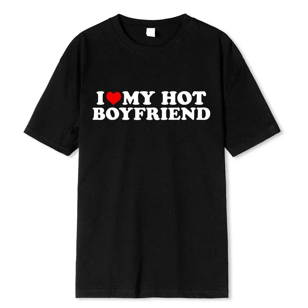J'aime ma petite amie chaude petit ami t-shirt en coton de haute qualité Manga bande dessinée été ho