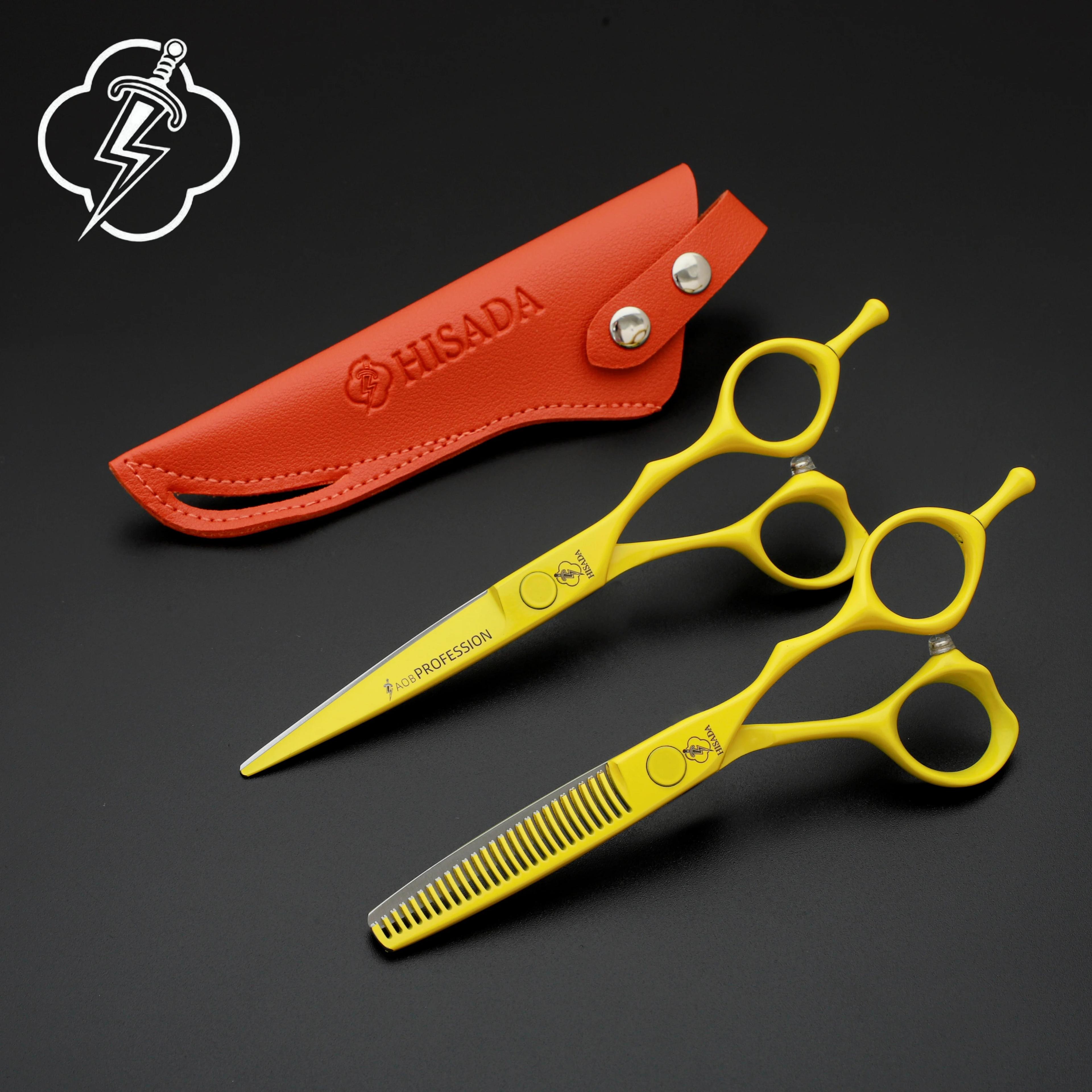 HISADA ciseaux de coiffure 6 pouces jaune ciseaux haut de gamme VG10 le matériau est tranchant et ré