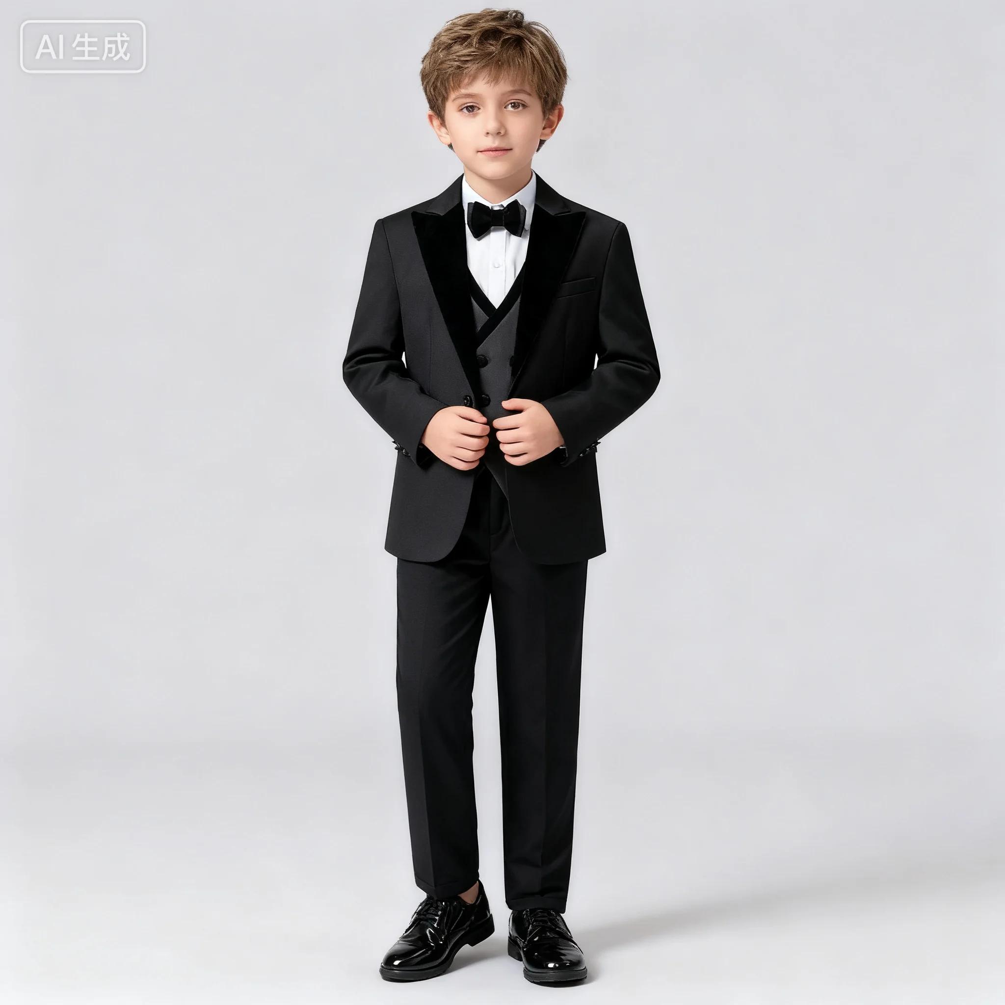 DTLumika-2520 nouvel ensemble de costumes pour enfants, costumes de retour formels 4 pièces pour gar
