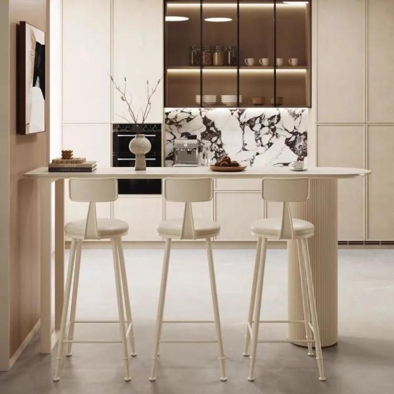 Table De Bar étroite en marbre blanc, minimaliste, Design carré sur pied, Table à manger, Partion Mu