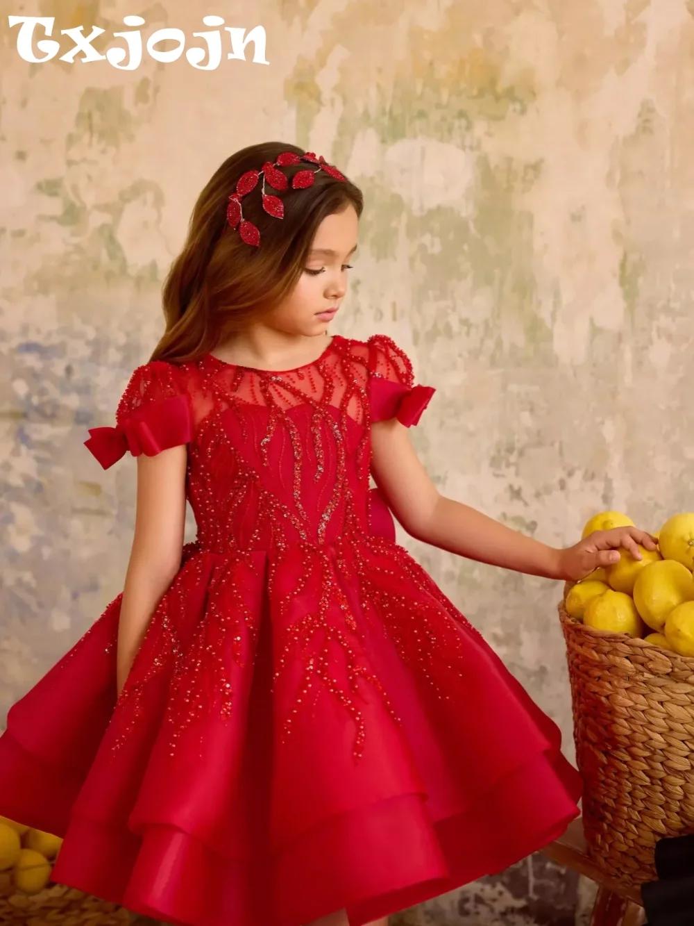 Robes de noël élégantes perlées pour filles, pour fête, douce et luxueuse, avec nœud, Mini robe de p