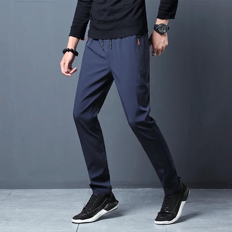 Pantalons décontractés pour hommes affaires Stretch coupe ajustée taille élastique survêtement corée