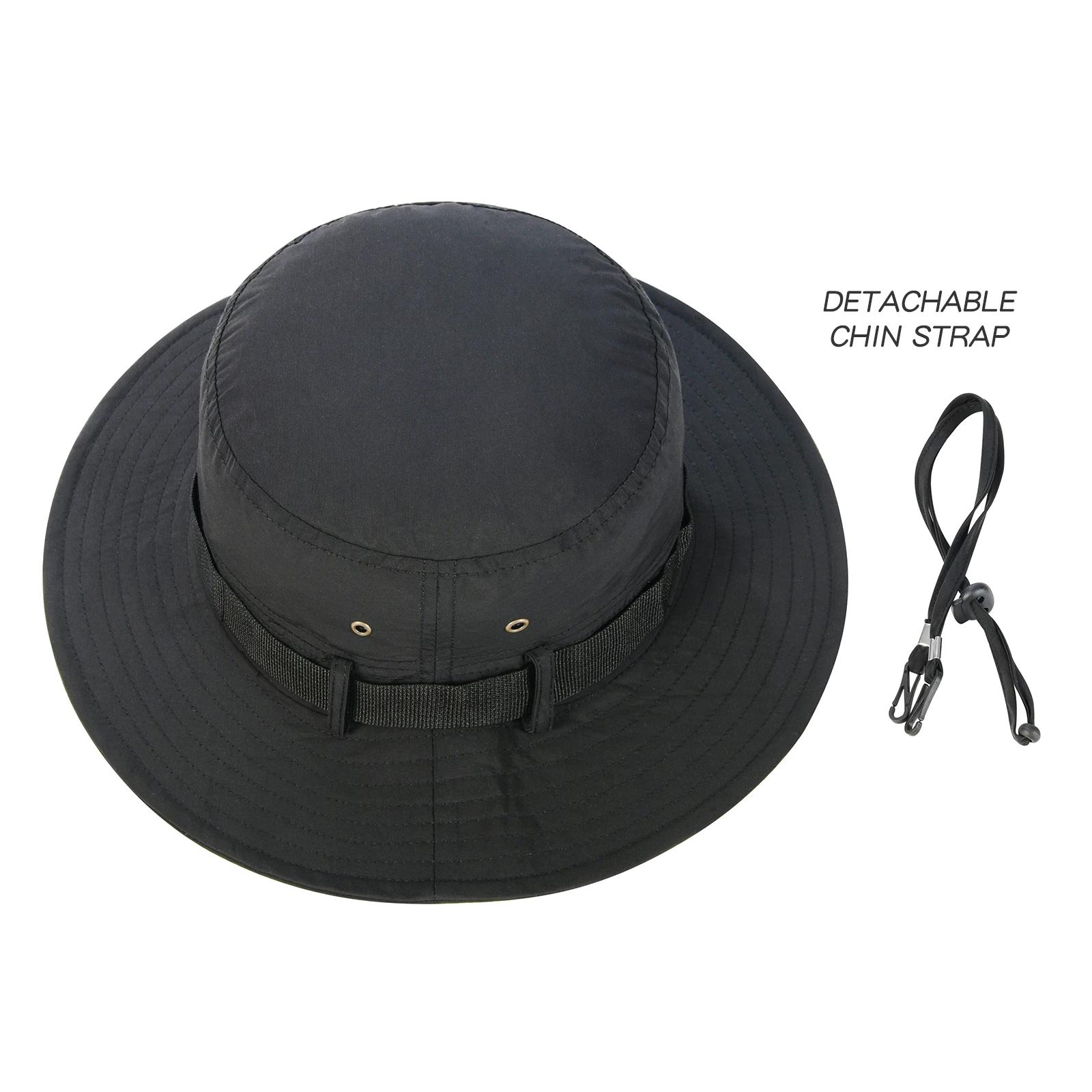 BOTVELA Chapeau seau imperméable avec mentonnière Chapeau Boonie pliable à séchage rapide Chapeau Sa