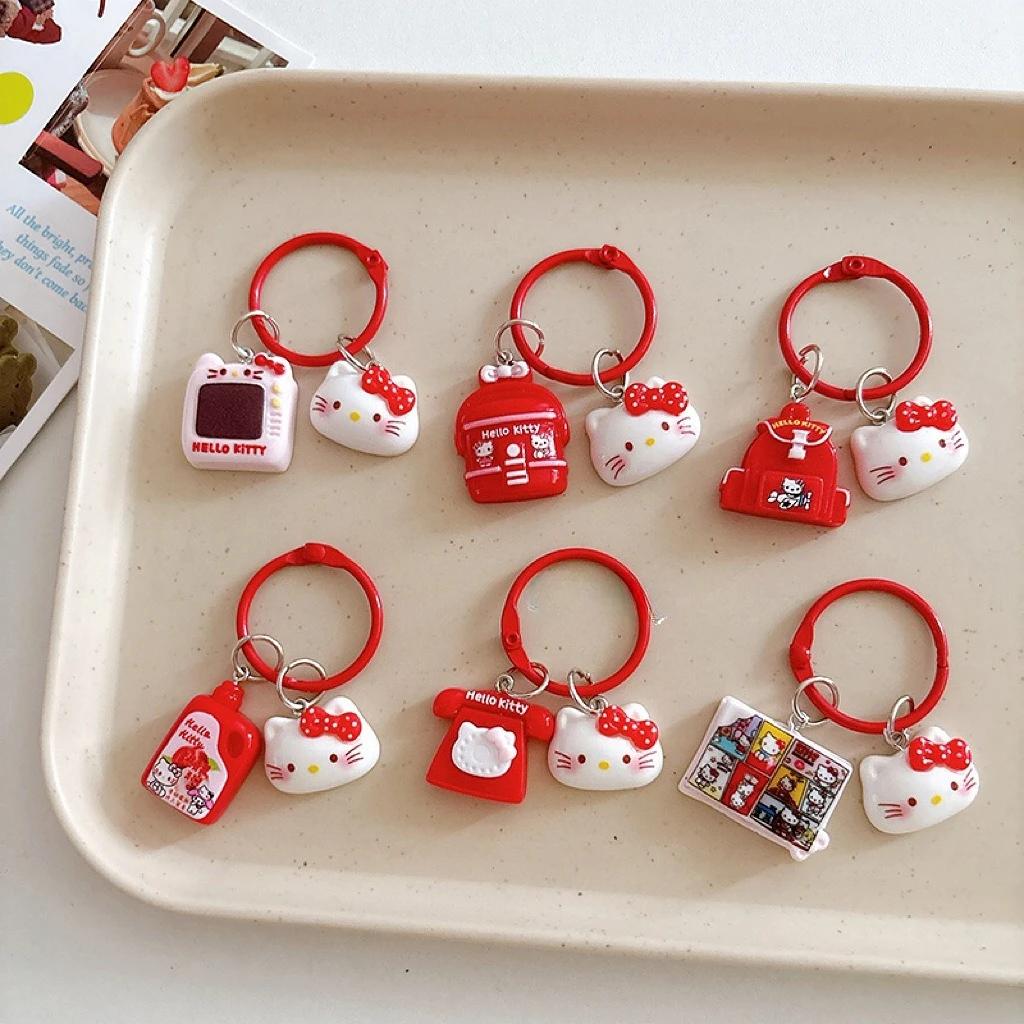 Porte-clés chat rose, pendentif de dessin animé, cœur de fille, décoration de sac de chat mignon, ac