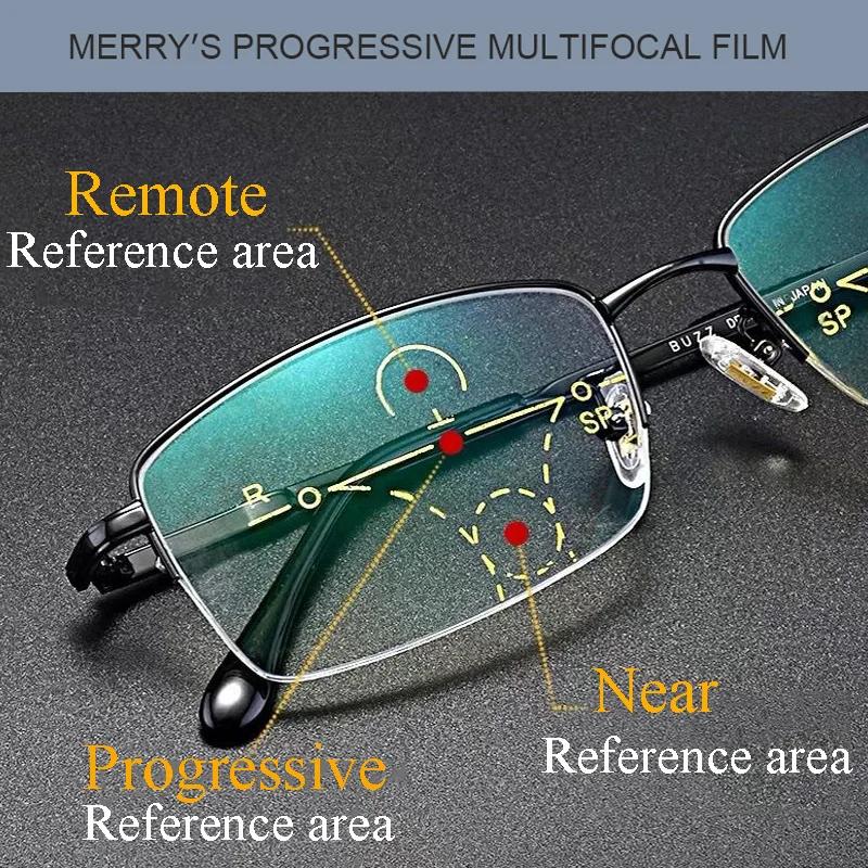 Lunettes de lecture multifocales progressives en titane, blocage de la lumière bleue, monture métall