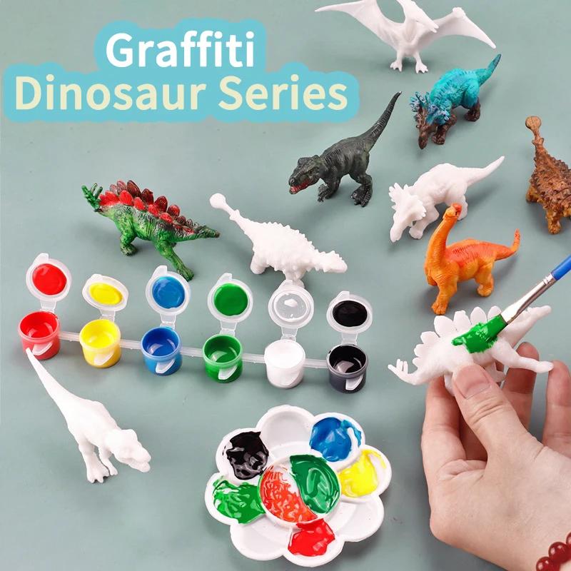 Kit de peinture de dinosaure non peint, 6/8 pièces, jouets modèles vierges pour enfants de 3 ans et 