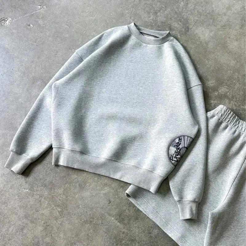 Ensemble de survêtement pour homme, style streetwear Y2K, imprimé, col rond, sweat-shirt et short dé