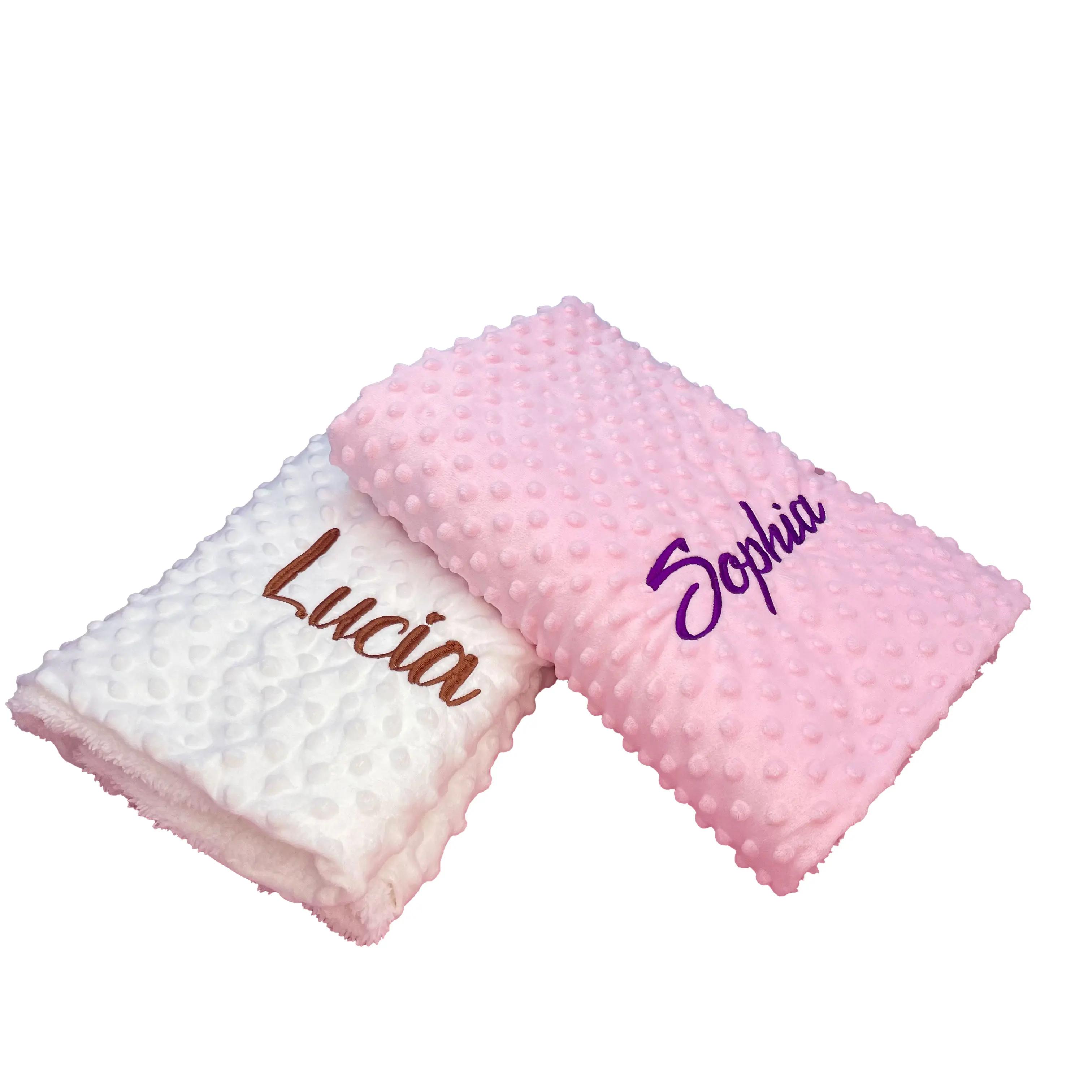 Couverture de bébé en peluche douce personnalisée avec nom, poussette pour nouveau-né, poupées endor