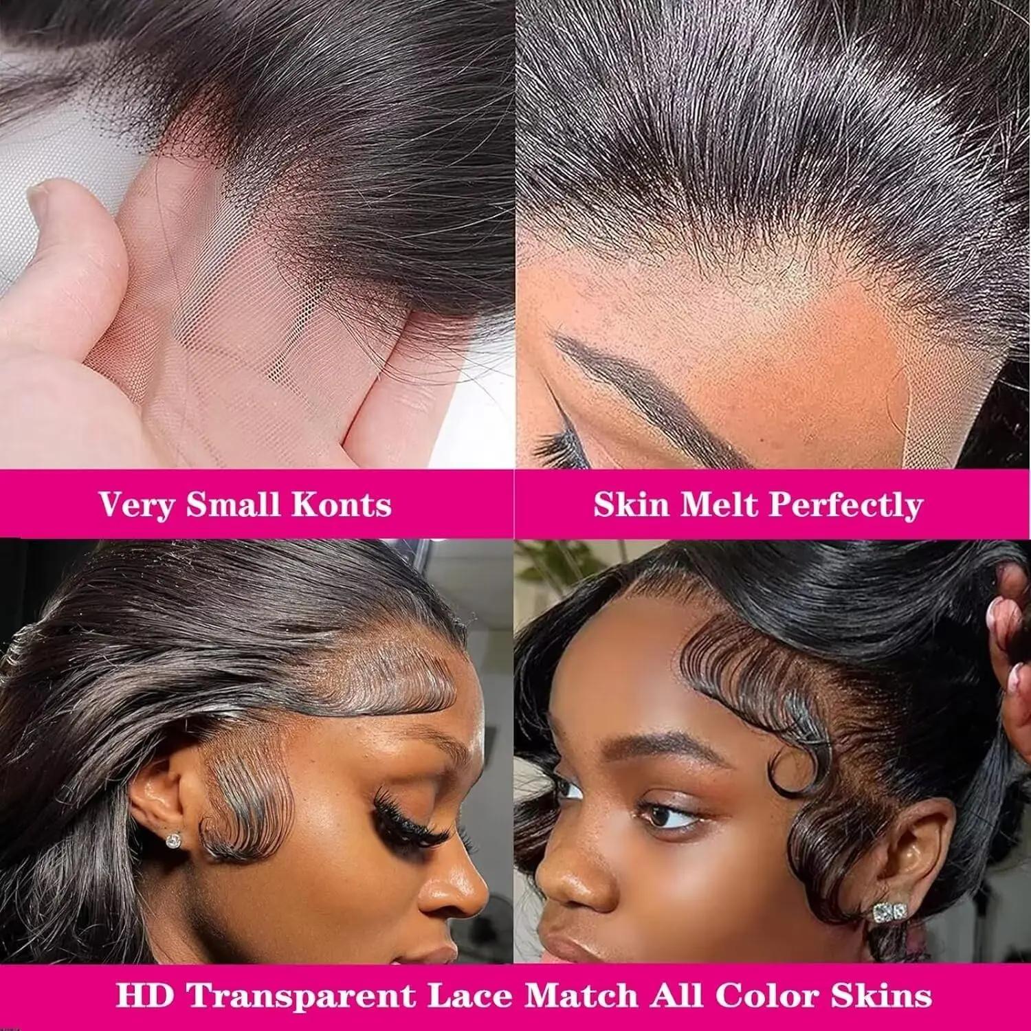 Perruque Lace Front Wig Body Wave Brésilienne Naturelle, Cheveux Humains, 13x6, 4x4, 13 Tages, pour 