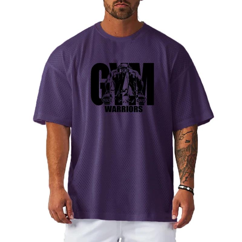 T-Shirt de Sport décontracté pour hommes, surdimensionné, ample, pour gymnastique, musculation, Fitn