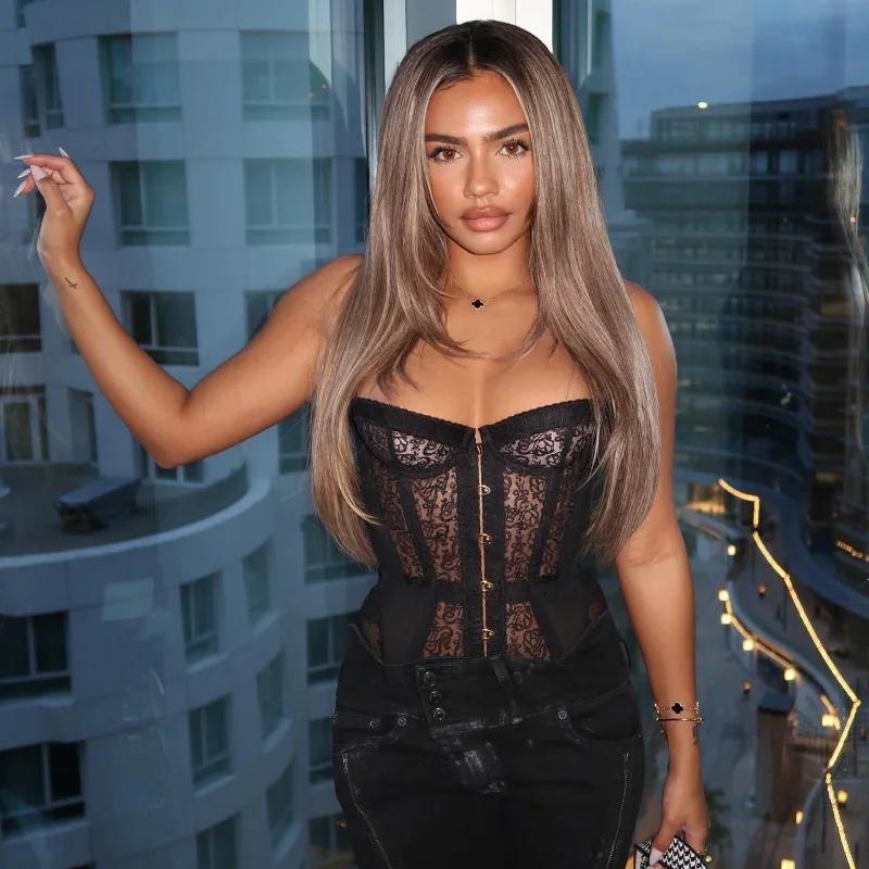 Hottie Top dentelle creux Sexy sans manches sans bretelles serré Corset femmes été mode tendance rue