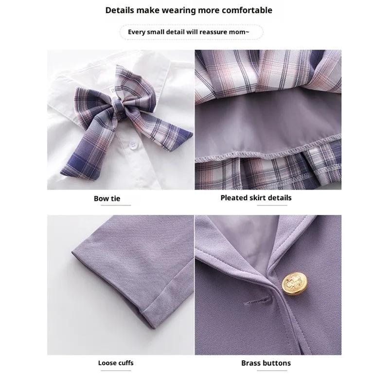 Ensemble trois pièces pour filles, style collège, printemps et automne, nouvelle veste de style étra