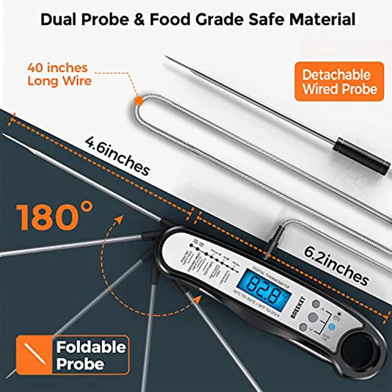 Thermomètre alimentaire de cuisine numérique pour thermomètre à viande avec 2 sondes pour la cuisson