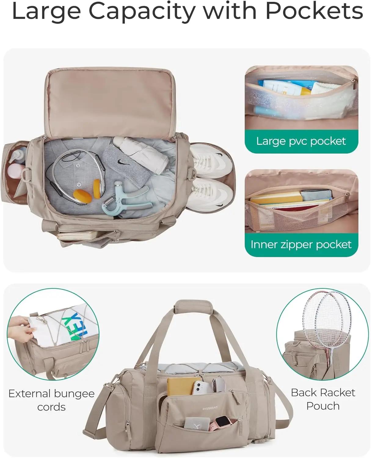 BAGSMART Sac de sport 4 en 1 pour femme et homme Sac de sport léger TSA avec compartiment à chaussur