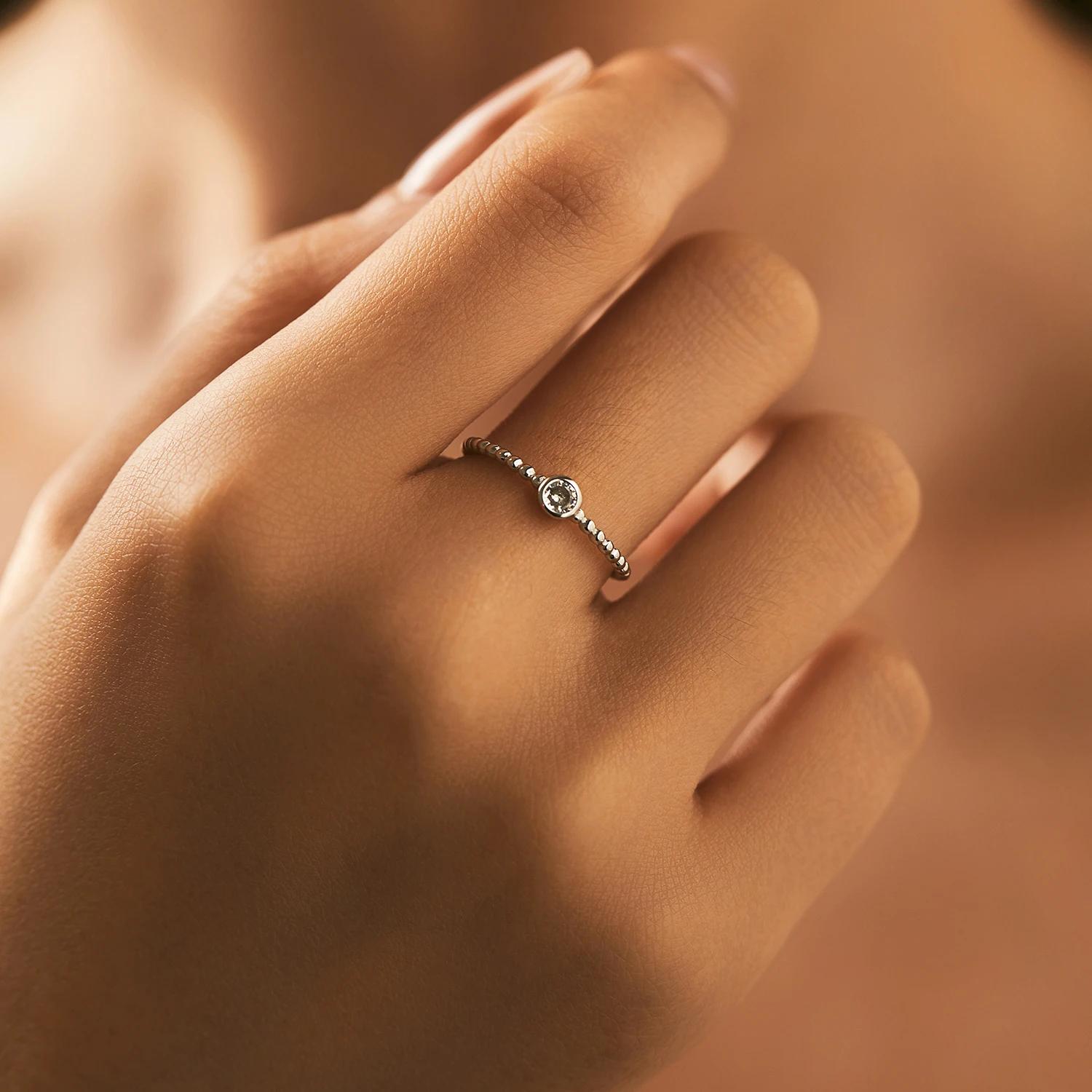 MODIAN – bague Moissanite en argent Sterling 925, perles, bagues empilables à la mode pour femmes, b