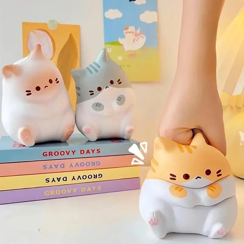 Jouets à presser en forme de chat de dessin animé pour enfants et adultes, 1 pièce, balles à rebond 