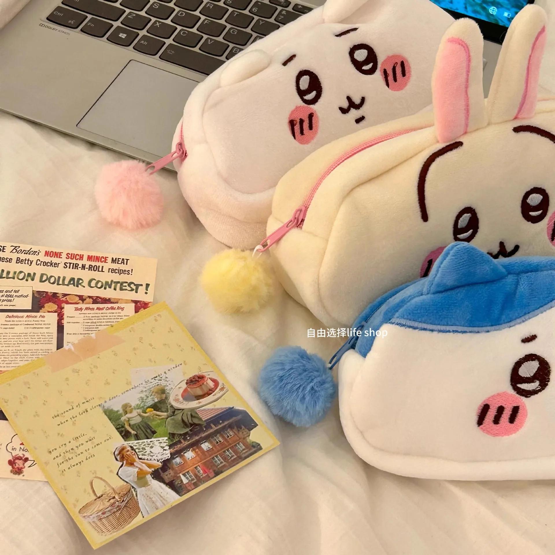 Chiikawa sac à crayons en peluche Hachiware Usagi sac à crayons japonais mignon sac de papeterie en 