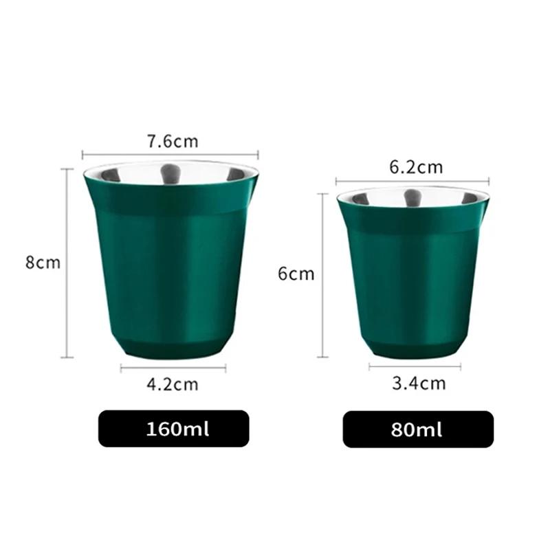 Tasse à expresso à Double paroi isolée en acier inoxydable, Capsule de café, tasse à boisson en méta
