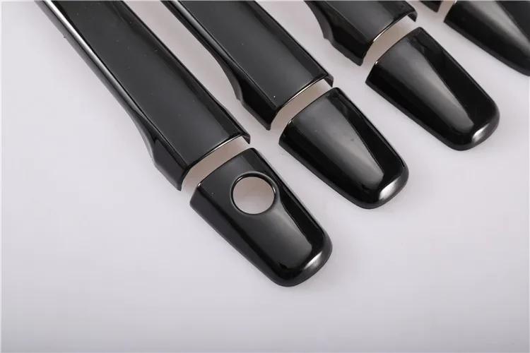 Pour Mitsubishi Lancer ASX 2008-2020 noir brillant en Fiber de carbone Chrome poignée de porte de vo