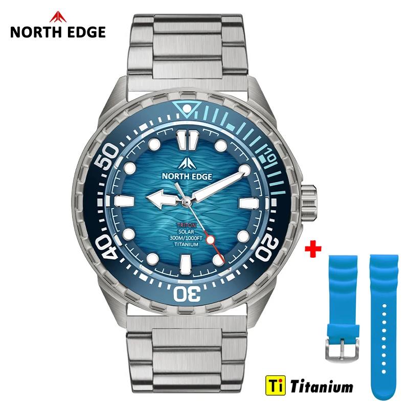 Montre de plongée solaire en titane et acier inoxydable NORTH EDGE TRITON-TI, montres à quartz de lu