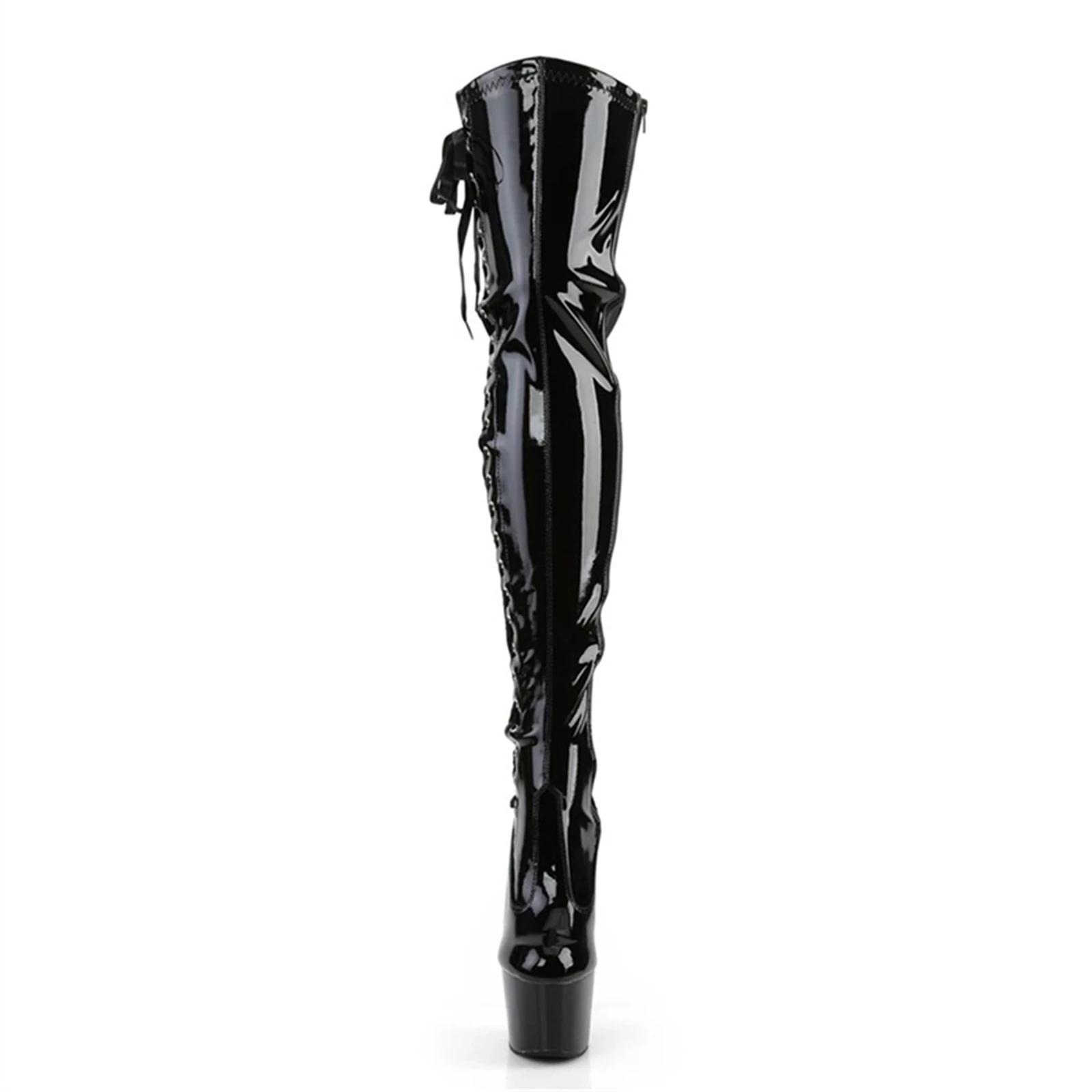 BOTES DE DANCE POLE 17CM |   SOLE à talon et antidérapant renforcé en acier |   Bottes de scène haut