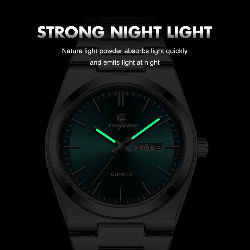 PAAZOMU mode hommes montre à Quartz en acier inoxydable étanche lumineux homme montre chronographe D