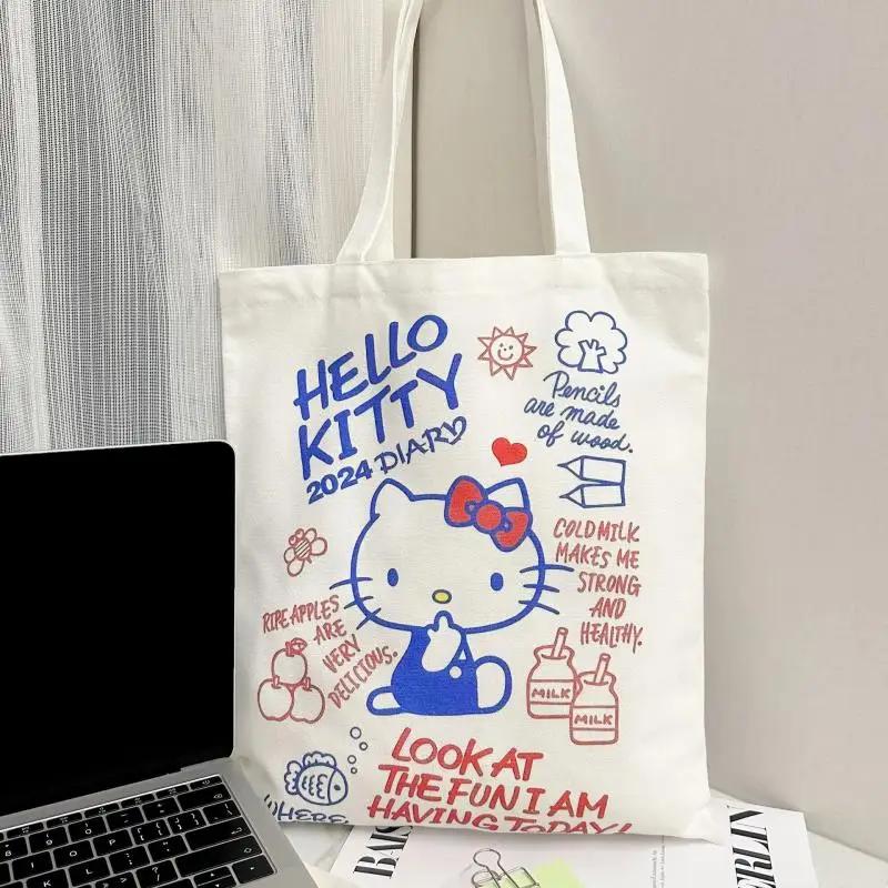Hello Kitty – sac à main de grande capacité, sac à bandoulière en toile de dessin animé, sacoche de 