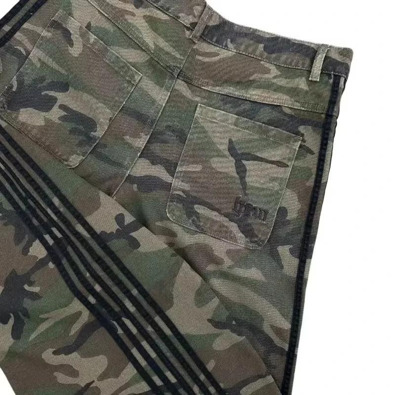 Jean baggy rétro Y2K, pantalon en denim à jambes larges, pantalon de survêtement camouflage brodé ra