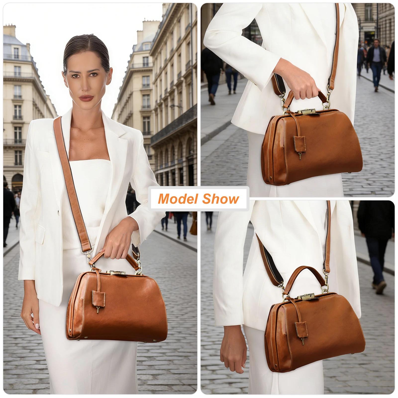 Sacs de médecin en cuir véritable CONTACT'S pour femmes, sacs à bandoulière de luxe de créateur, sac