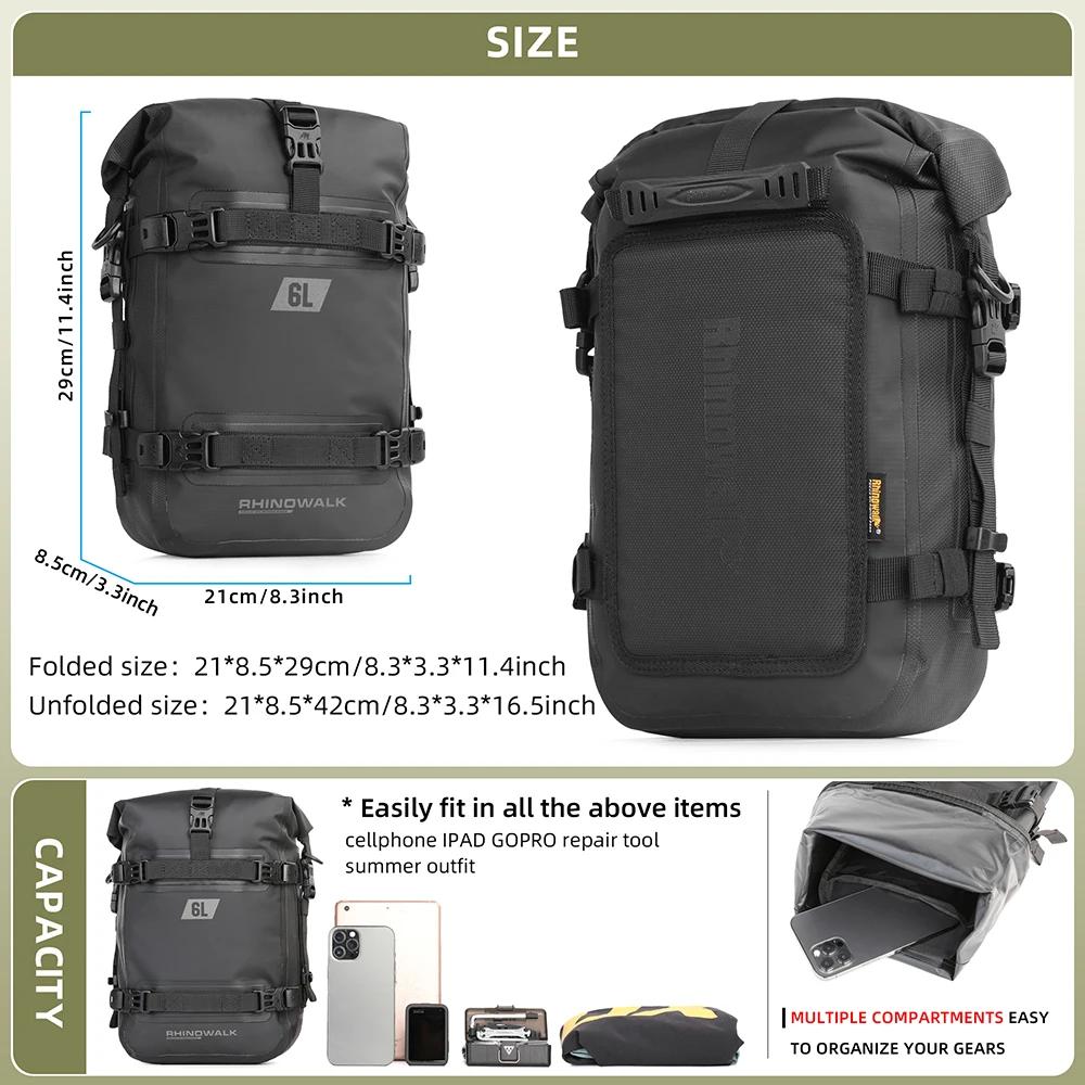 Sac de pare-chocs de moto étanche 6L, sac de cadre latéral de moto, sac de barre de sécurité de moto