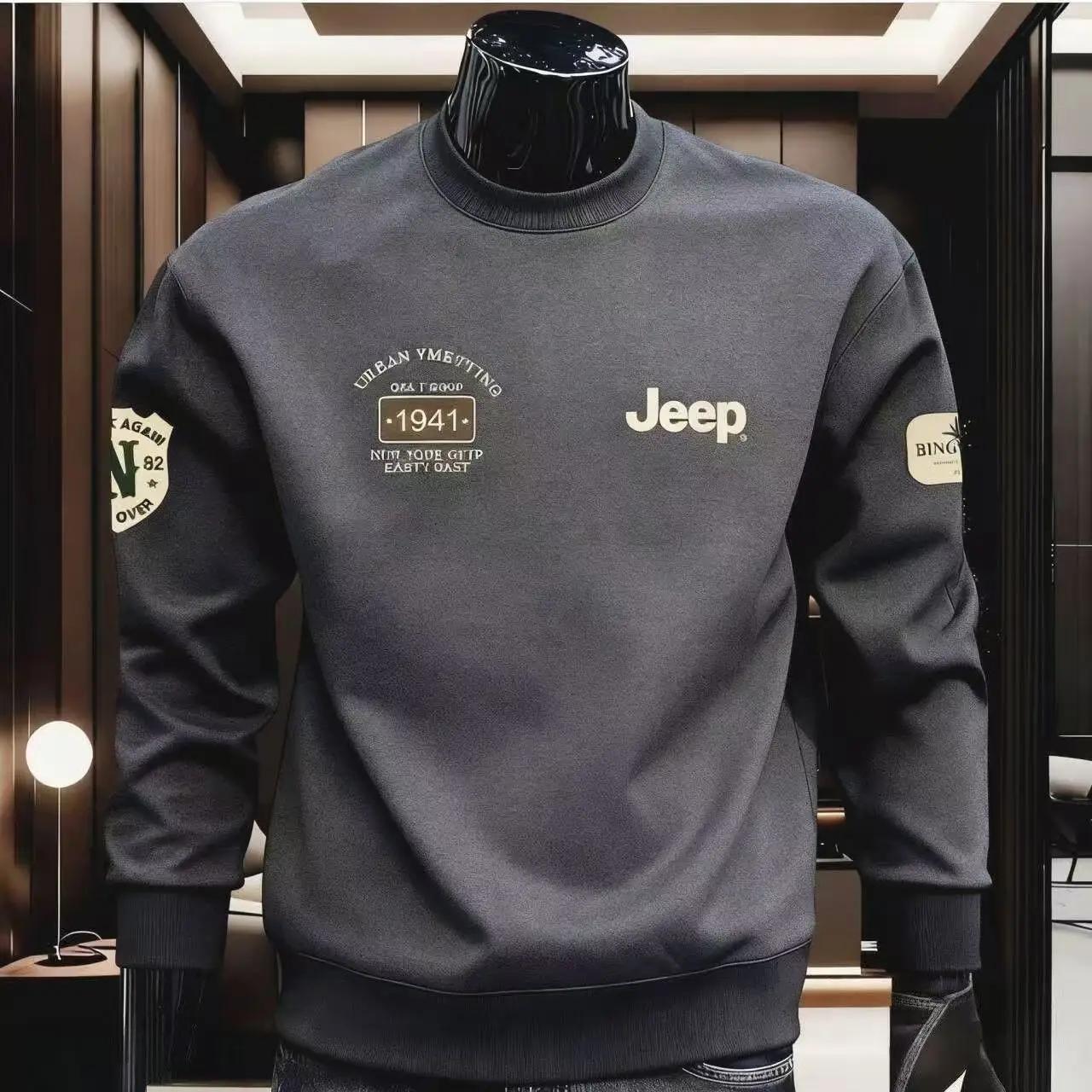 Sweat-shirt en coton pur à manches longues et col rond imprimé, décontracté et polyvalent pour homme