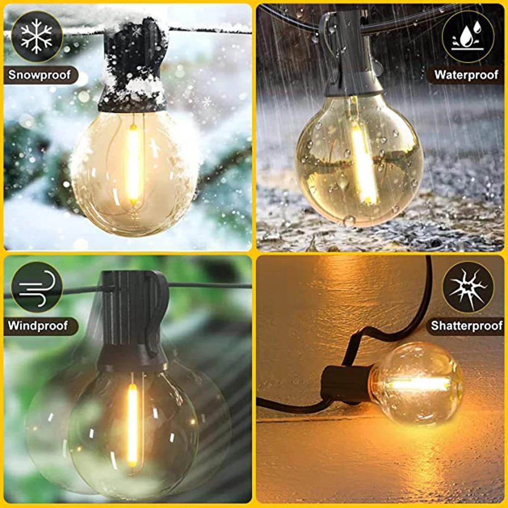 Guirlande lumineuse d'extérieur LED G40, variable, ampoules Globe, pour rue, Patio, jardin, arrière-